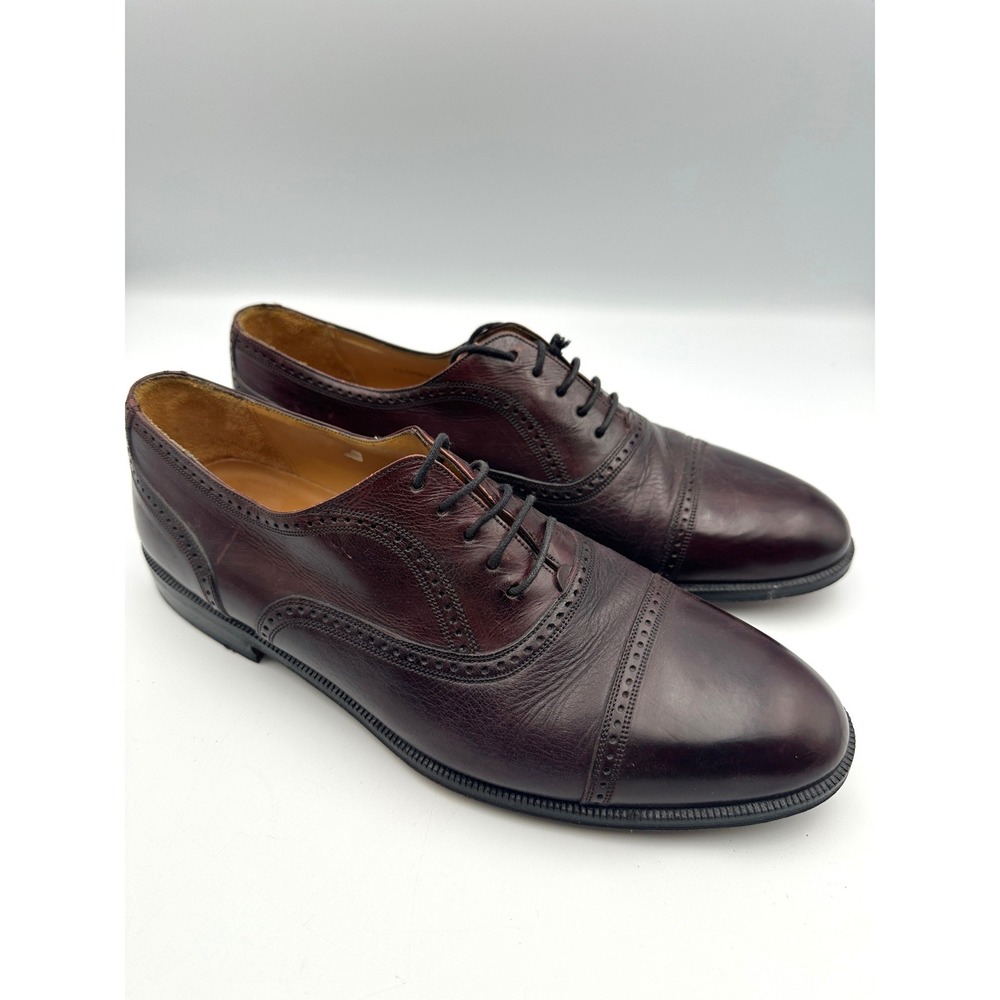 Mezlan Florence Oxford Derby Dress Shoes Mens 10 Brown Leather Brogue Cap Toe - Picture 1 of 12